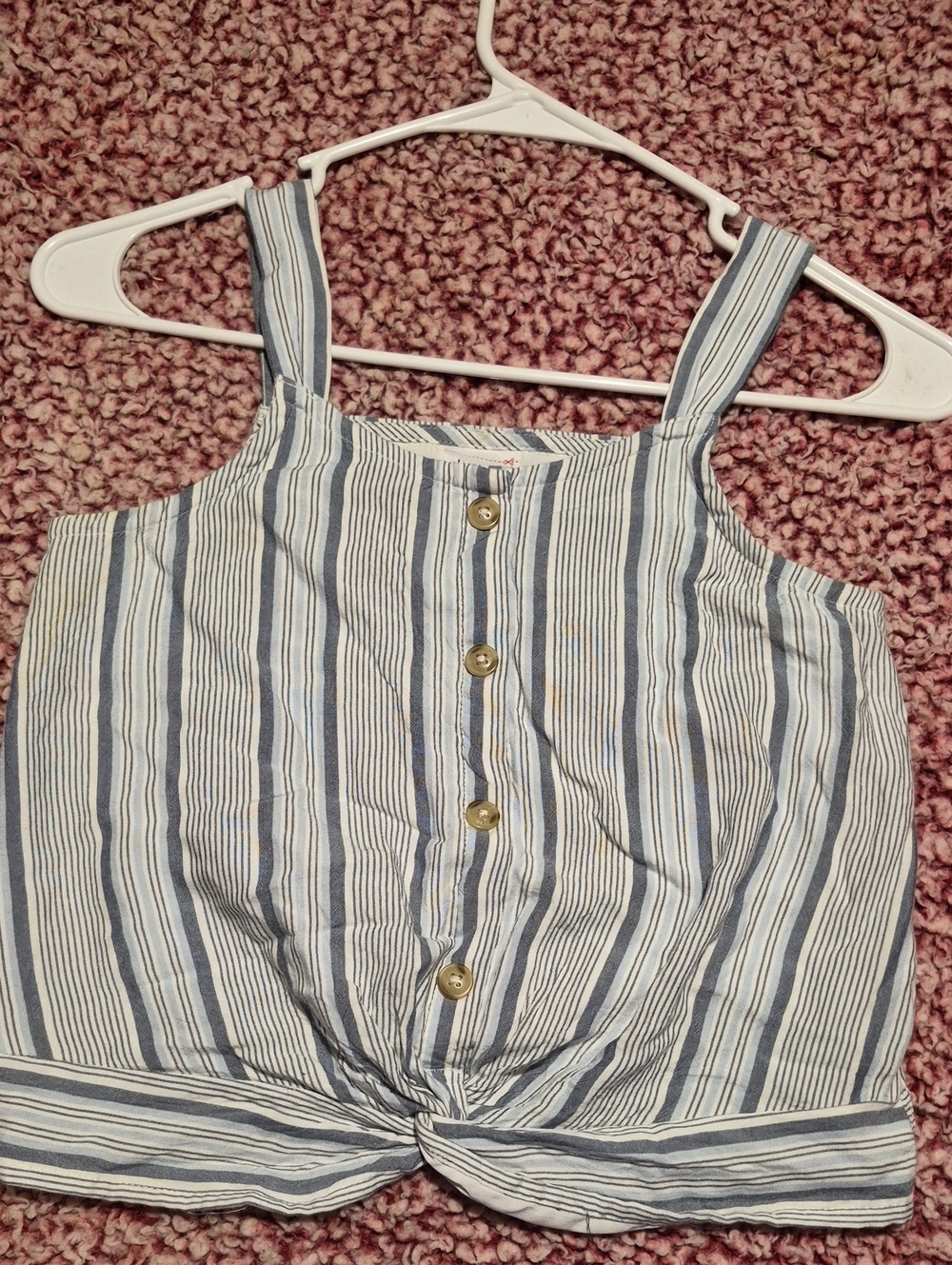 abercrombie kids Blue and White Striped Knot-Front Tank